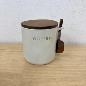 Hearth & Hand Magnolia Coffee Canister with Wood Scoop and Lid ORIGINAL 2021 - Picture 1 of 4
