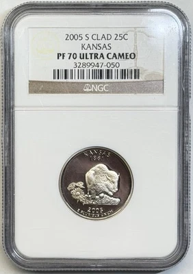 2005-S 25C Clad Kansas State Quarter NGC PF70 Ultra Cameo - Image 1 of 2