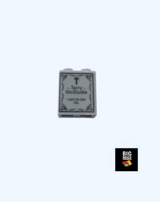 BIG BRICK LITTLE BRICK BBLB 1x2x2 Stein, bedruckter Grabstein, City, Halloween, Lego kompatibel - Neu