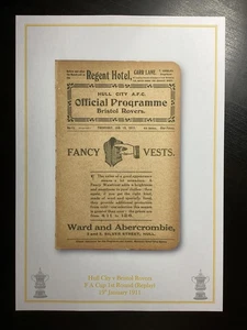 1910-11 Hull City v Bristol Rovers FA Cup 1st Round Replay Programme PRINT - Picture 1 of 1