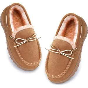 Kinder Mokassin Hausschuhe Micro Wildleder Plüsch gefüttert rutschfest Memory Foam Kinder UK 12 - Bild 1 von 6