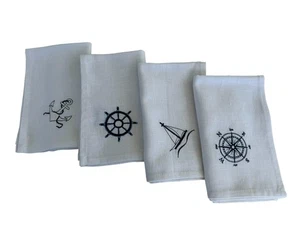 White Linen Dinner Napkins - 100% Linen Cloth - Fully Hemmed with Mitered Cor... - Picture 1 of 9
