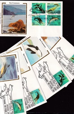 1990 Sea Creatures Sc 2508-2511 Colorano marine life ocean animals fish mammals - Image 1 of 2