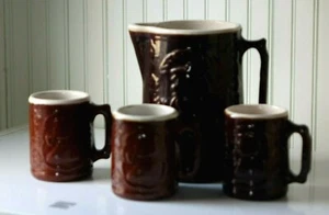 JARRA DE GRES ANTIGUA Y FABRICANTE DE 3 TAZAS MERCANCÍA AMARILLA DESCONOCIDA - Imagen 1 de 12