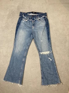 Hudson Holly Jeans 29x25 Blue Denim Distressed Cropped Flare Two Toned High Rise - Picture 1 of 13