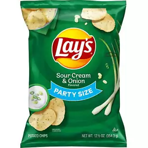 Lay's Sour Cream & Onion Flavored Potato Chips, Party Size, 12.5 oz Bag - Picture 1 of 6