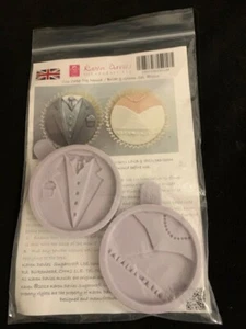 Karen Davies Cupcake top mould sugarcraft mold Bride & Groom Set - Picture 1 of 4