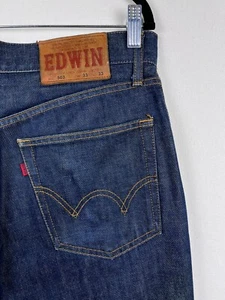Edwin - Size W33 / L33 - Men's "503" Cotton Straight Leg Dark Blue Denim Jeans - Picture 1 of 14