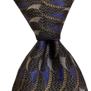 AQUASCUTUM Men's 100% Silk Necktie USA Designer Geometric Black/Blue/Gray GUC - Picture 1 of 3