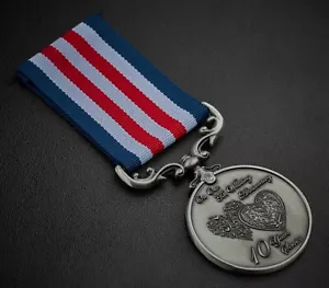 On Our 10th Tin Wedding Anniversary Long Service Medal. Gift/Present. Silver - Picture 1 of 10