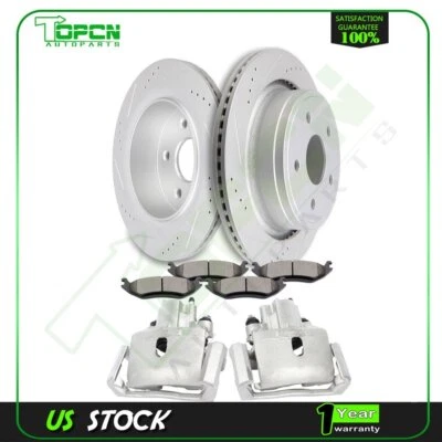 Brake Rear Calipers & Rotor & Ceramic pad Slotted For 2007-2009 Chrysler Aspen Foto 1 de 4