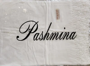 Sciarpa Pashmina bianca/crema 80% cashmere 30% seta nuova - Foto 1 di 3