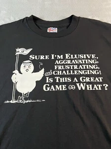 Hanes 50/50 Golf T Shirt L Made In USA Black Elusive Birdie Single Stitch VTG - Picture 1 of 7