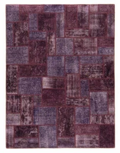 Patchwork Handgeknüpfter Perserteppich 244x185 cm-Orient,Carpet,Rug,Vintage,Lila - Picture 1 of 9