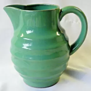 Vintage Krug 30er Jahre grün Steinzeug geripptes Design - Bild 1 von 5