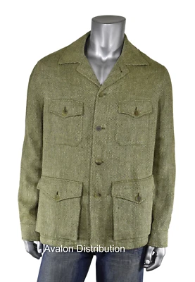 Ralph Lauren Purple Label Olive Linen Silk Snowdon Safari Jacket New $1495 - Image 1 of 4