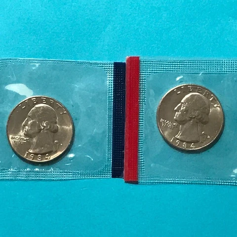 1984 P&D Washington Quarter US Mint  Cello Unc   FREE SHIP Cover