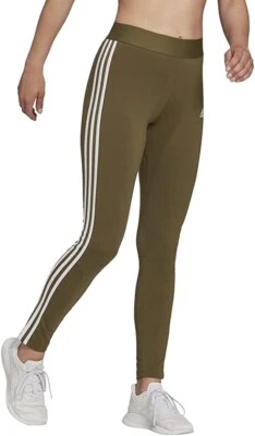 Leggings Adidas Essentials 3 listras plus size feminina tamanho 3X verde oliva nova com etiquetas - Imagem 1 de 4
