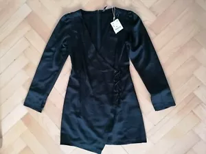 ZARA Trafaluc Little Black Satin Dress Size S - Picture 1 of 6
