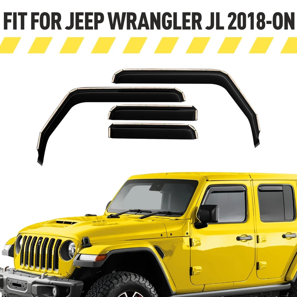 Protectores de lluvia viseras de ventilación para Jeep Wrangler JL 2018-2025 Foto 1 de 4