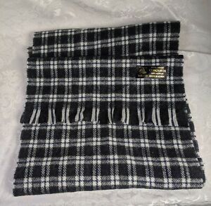 Mens CONQUISTA Made in Korea  Wool Touch Black Plaid Check  Scarf