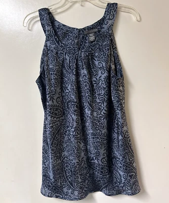 Azul Paisley Mujeres XLarge Top Botón Lazo Cerradura Brillo Ligero Covington Foto 1 de 4