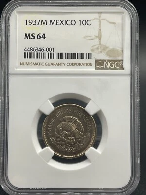 1937M Mexico 10 Centavos NGC MS64 - Image 1 of 4