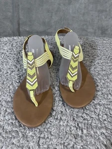 Juicy Couture Deco Style Sandals Thong Yellow White Size 10 - Picture 1 of 10