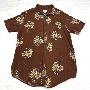 Rhythm Shirt Mens XL Brown Floral Short Sleeve Hawaiian Beach Summer Breathable - Picture 1 of 7