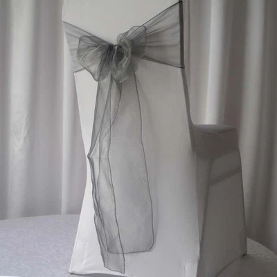 25 шт. серебристо-серых стула из органзы пояса банты галстуки украшения для свадебного банкета вечеринки - Изображение 1 из 4