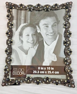 Marco de fotos STUDIO DECO negro perla con cuentas 8x10 | Pantalla de mesa ornamentada - Imagen 1 de 12