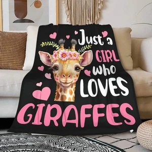 Just A Girl Who Love Giraffe Coperta Leggera Accogliente Flanella Pile Lancio... - Foto 1 di 9