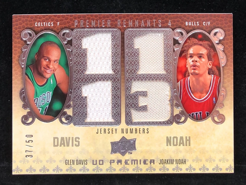 Parche de números de camiseta Joakim Noah Davis 2007-08 UD PREMIER Remanentes RC QUAD/50 Foto 1 de 2
