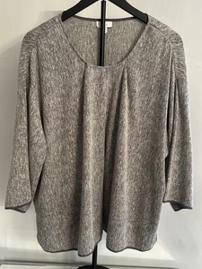 J.Jill Pure Jill Linen Blend Textured Tunic Top Gray Heathered 2X Minimalist - Picture 1 of 8