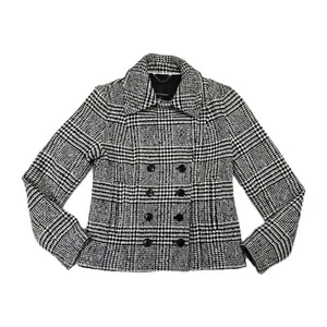 EUC Banana Republic Womens Size 0 Black White Houndstooth Wool Blend Peacoat - Picture 1 of 6