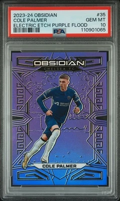 Cole Palmer 10/25 2023 PANINI OBSIDIAN | ELECTRIC ETCH PURPLE FLOOD PSA 10 - Image 1 of 2