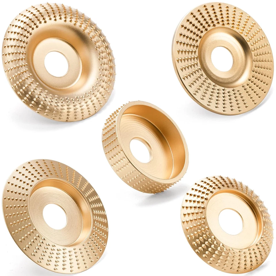 Juego de 5 discos para tallar madera para amoladora angular de 4" o 4 1/2" con eje de 7/8", molienda Foto 1 de 4