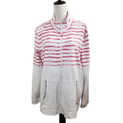 Женская толстовка на молнии T by Talbots размер XL белая розовая в полоску - Изображение 1 из 4