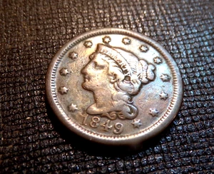 1849 U. S. Large Cent-Braided Hair in a Fine Condition - Picture 1 of 2