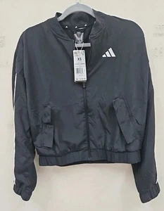 Adidas Sport W 3S WV Bomber Womens Jacket Black XS NWT Workout Warm Up Yoga - Picture 1 of 7