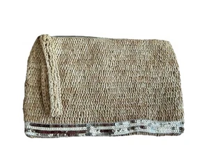 Vanessa Bruno Raffia Clutch Bag / Wristlet Pouch Zipped With Gold Sequins - Picture 1 of 13