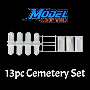 Cemetery Set (13pcs) - HO Scale - White - Picture 1 of 2