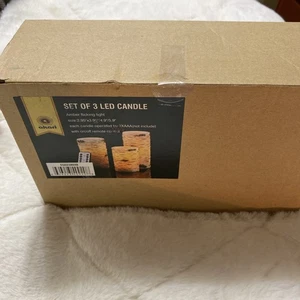 Flameless Candles Real Wax, Birch Bark , LED - Set of 3 with Remote Timer - Picture 1 of 8