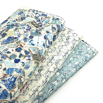 Moda Larking by Janet Clare 100% cotton, junk journal,slow stitch, vintage style - Image 1 of 4