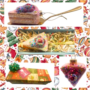 Cake bauble & cake slice set.  Gift ready Christmas, secret santa. - Picture 1 of 6