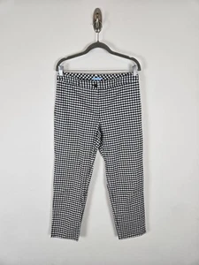J. McLaughlin Gingham Plaid Ankle Pants Size 4 Black White Stretch Mid Rise - Picture 1 of 10
