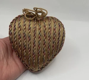 Louis Nichole (Nicole) Victorian Corded Tapestry Heart Shaped Ornament-with Box - Picture 1 of 6