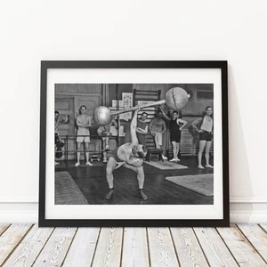 Vintage Photo - 1930's Fitness Men lifting Barbells Weights - Photography Art - Picture 1 of 1