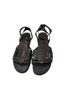 Eileen Fisher schwarz Leder geflochten Boho minimalistisch Riemchen Sandalen Damen 10 - Bild 1 von 10
