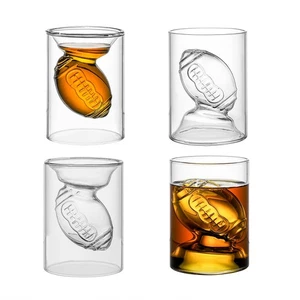 - Set of 4 - Football Reversible Shot Glasses 2Oz / 4.5Oz, with 3D relief Foo... - Picture 1 of 8